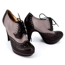 GASTONE LUCIOLI Size 36.5 High Heel Lace-up Italian Leather Brogues 