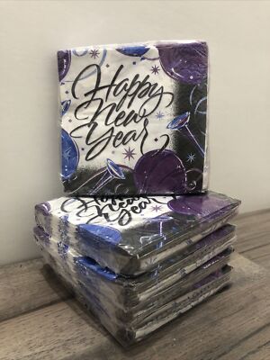 5 Packs Of 24 (120) Happy New Year Beverage Napkins 2-Ply Midnight Balloon Drop