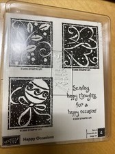 Stampin Up HAPPY OCCASIONS 2005 - Set Of 4 Wood Rubber Stamps UNMOUNTED - BNIB