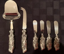 Christmas Pewter Handle Stainless Steel Cheese Knife Cheese Spread Set 6 Pcs