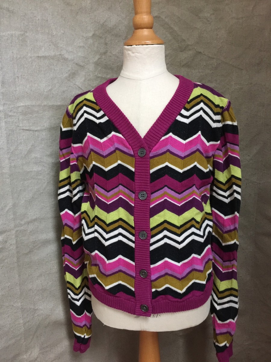 Cardigan Passione Sweater L 10 Girls ZIG ZAG Flame Knit MISSONI