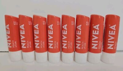 NIVEA Peach Lip Care Lip Balm Lot Of 8 Sealed 