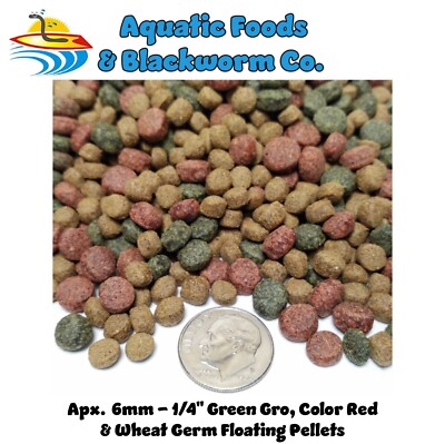 12-lbs 6mm 3-Type Green Gro, Color Red & Wheat Germ Floating Pellets.  KGM-550