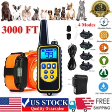3000FT Dog Shock Training Collar Rechargeable Waterproof LCD Pet Trainer Remote