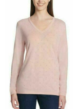 DKNY JEANS LADIES RHINESTONE EMBELLISHED SWEATER BLUSH SMALL NWT