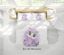 3D Simple Owl Plant Cartoon Kids Quilt Cover Set Duvet Cover Bedding Pillowcases