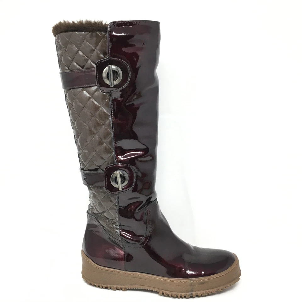 Botas de invierno Aquatalia Avery zapatos para la nieve para mujer talla 7 marrón charol piel sintética Foto 3 de 4