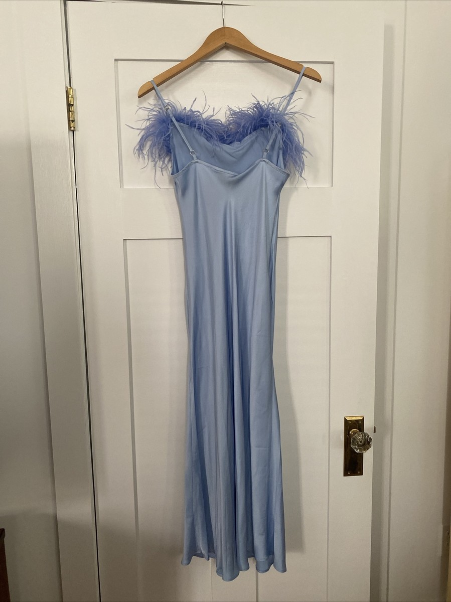 Black feather slip dress mini | SLEEPER Boheme dress Blue / S Black feather slip dress mini | SLEEPER Boheme dress Blue / S