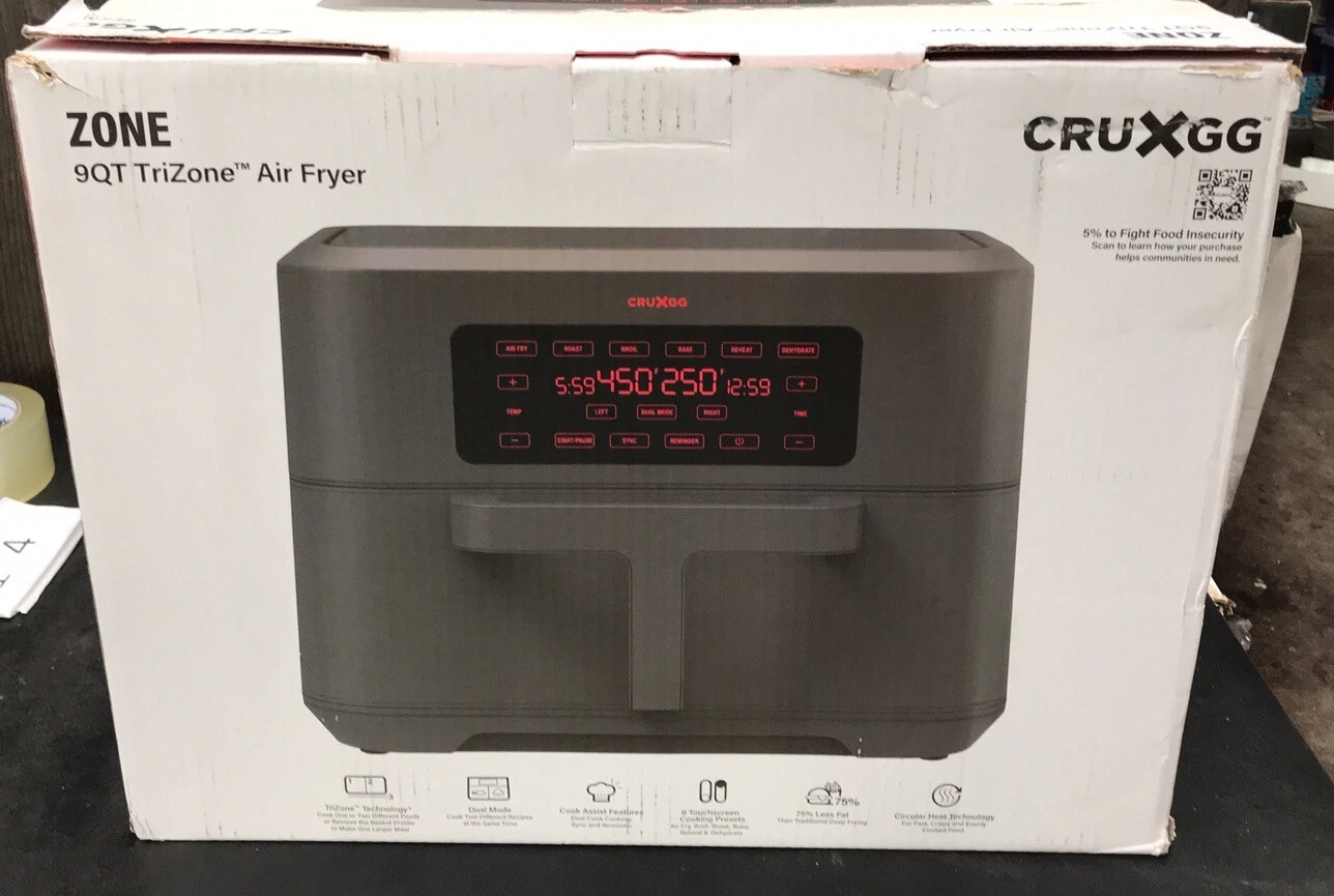 💥 CRUXGG,Zone,9 Qt trizone,Air fryer,👍OPEN BOX