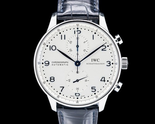 IWC IW371446 Portuguese Chronograph SS Silver Dial / Blue Numerals