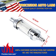 9748 Clearview Inline Fuel Filter Kit Chrome Plated Fuel Line Clamps 3/8 in. New