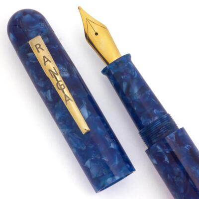Ranga Acrylic #4C OS Fountain Pen - Blue Cracked Ice, JoWo #6 Nibs, C/C (New)