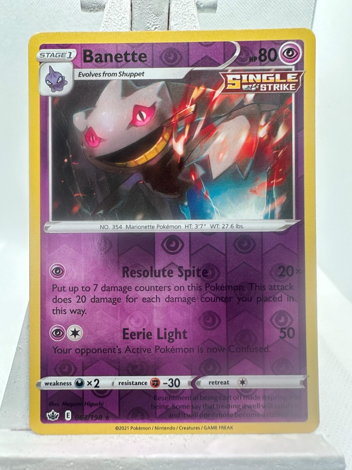Pokemon Banette 63/198  NM Reverse Holo -SWSH Chilling Reign TCG