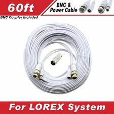 New High Quality White 60FT BNC EXTENSION CABLE 8 CH LOREX SYSTEMS LH-1896, Eco3