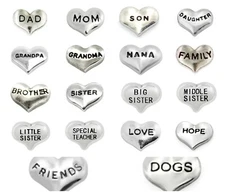 Floating Charms Hearts Love Family for Glass Memory Lockets