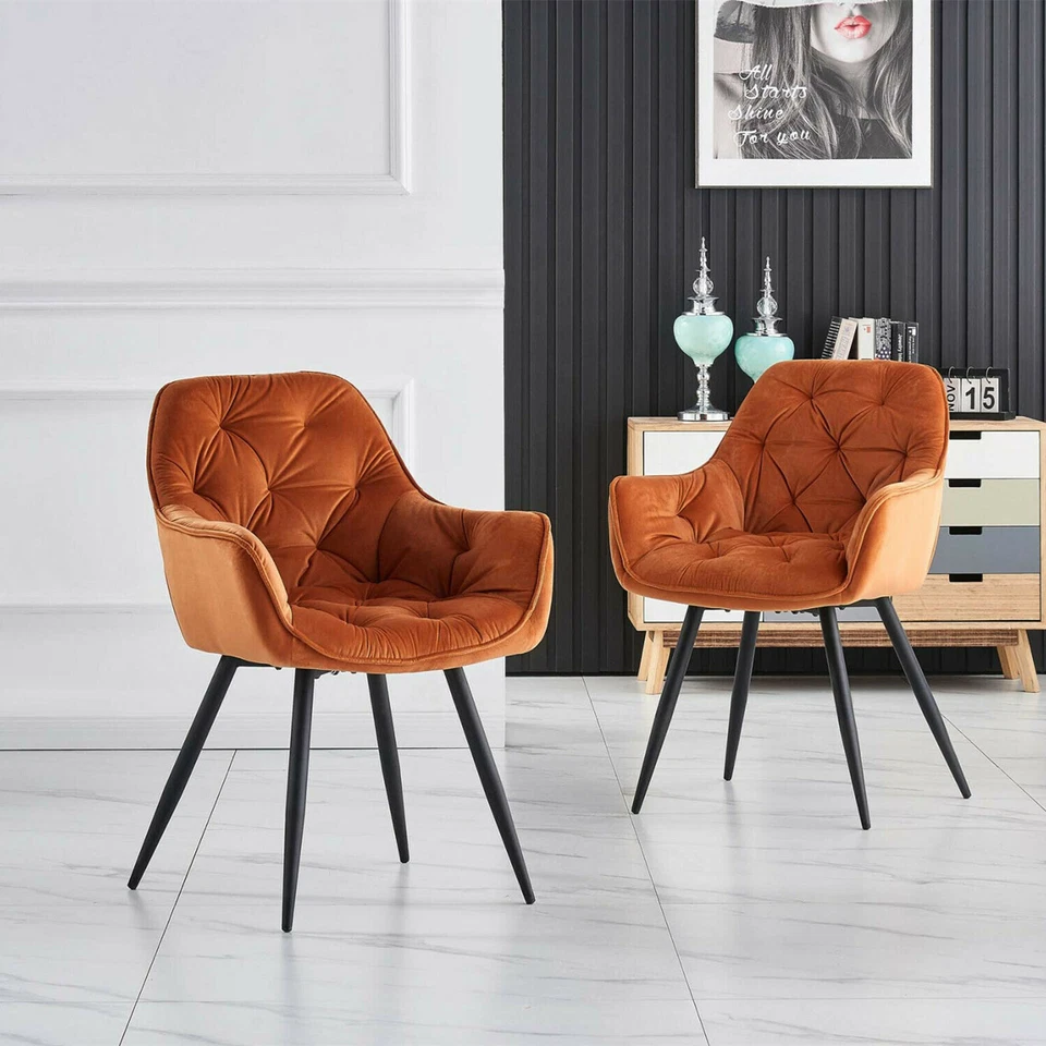 2,4,6er Set Sessel Samt-Esszimmerstuhl Gepolsterte Sitzfläche Modern Armlehnen  - Bild 3 von 4