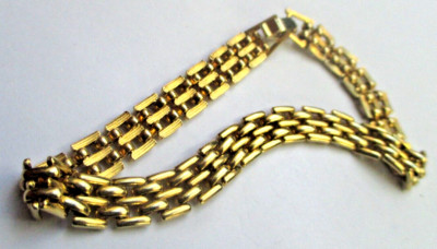 Bracelet Gourmette Souple Vintage – Maille Anglaise Couleur Or – Bijou Ancien Ajustable