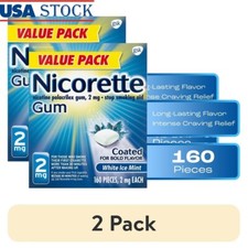 Nicotine Gum 2 Mg Pack of 160 Chewing Gum Stop Smoking Aid White Ice Mint New