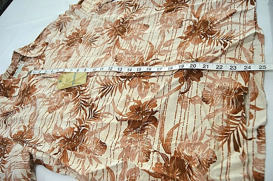 Caribbean Mens Pure Silk Hawaiian Shirt Short Sleeve Brown Size Medium NWT - Image 4 of 4