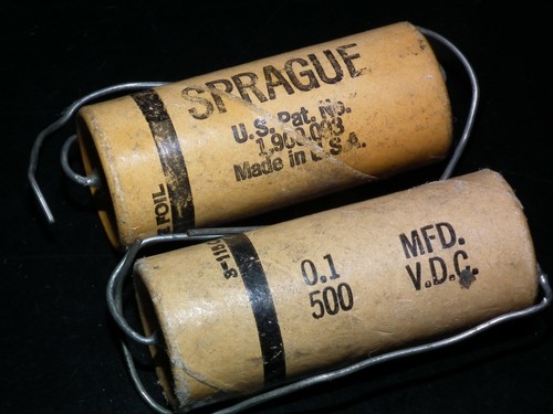Two vintage SPRAGUE capacitors 0.1uF 500V NOS Guitar Amp MICAMOLD WAX PAPER - Picture 12 of 12