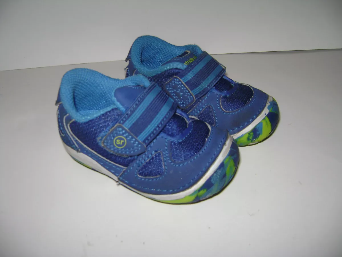 STRIDE RITE LINK BABY TODDLER BOYS SHOES WALKERS size 3 M BLUE LEATHER CUTE