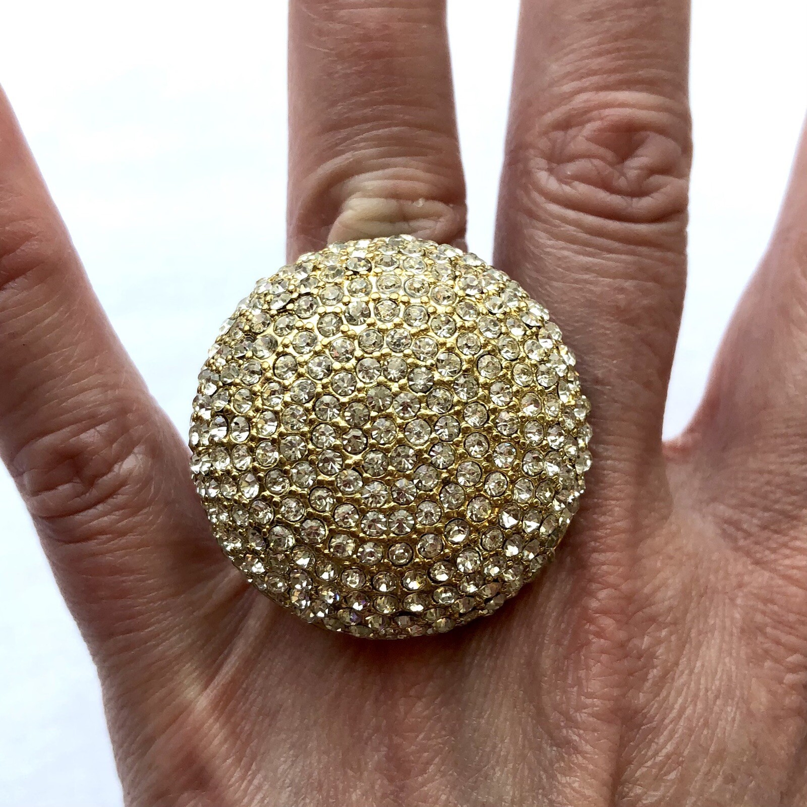 Chunky Round Statement Ring Pave Rhinestone Stret… - image 2