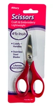 Allary Style# 201 Craft & Embroidery 4.5" Lightweight Scissors - Red