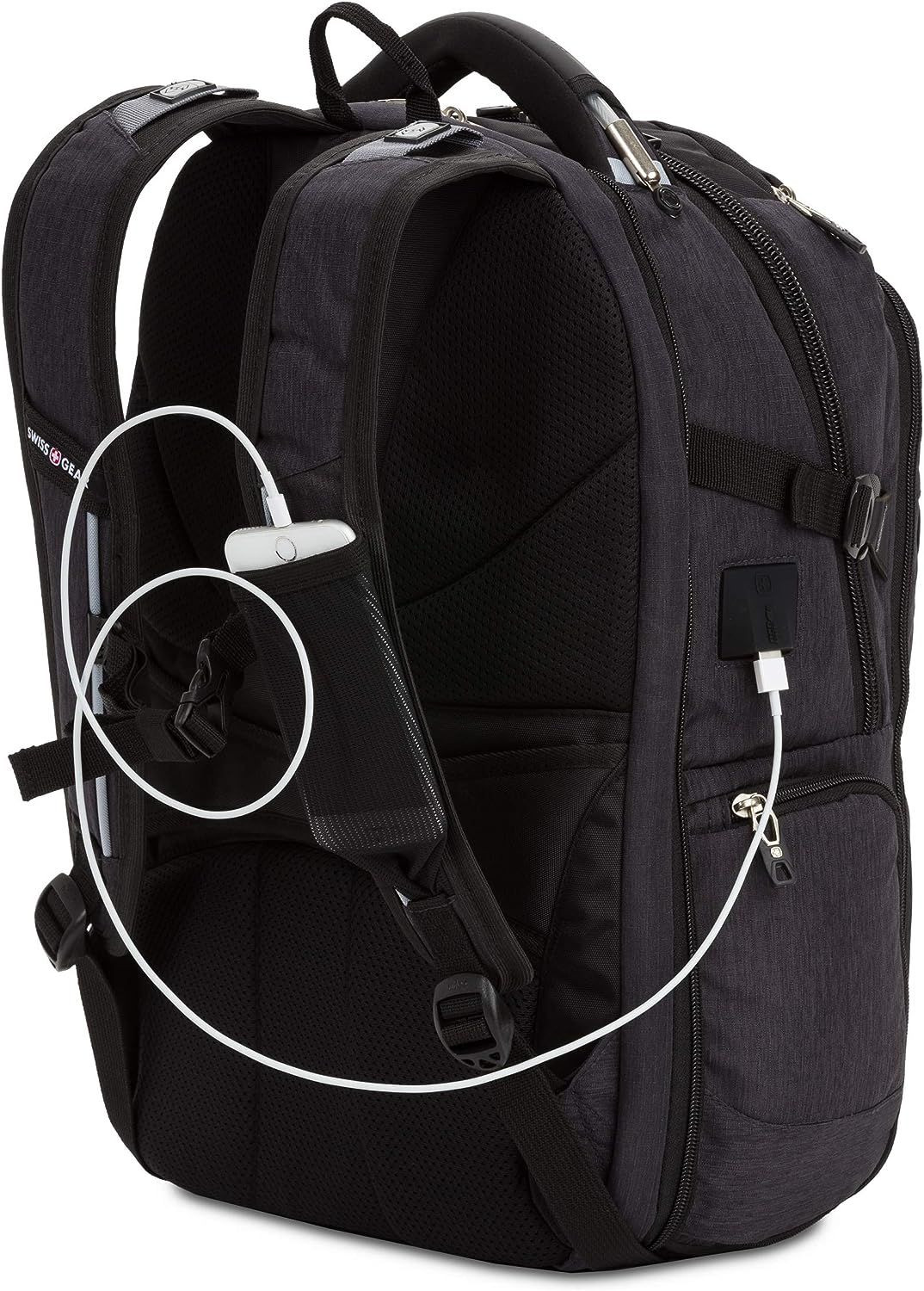 SwissGear 5358 ScanSmart Laptop Backpack, Fits 16 Inch Large, Heather Grey 