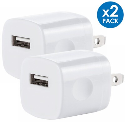 2x IPhone 16 15 13 12 11 XR X 1A/5V USB Charger Block USB A Wall Power Adapter