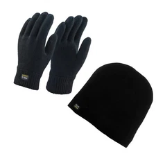 Men's Thermal Winter Gloves And Beanie Set With Fleece Lining- Gloves & Hat Set