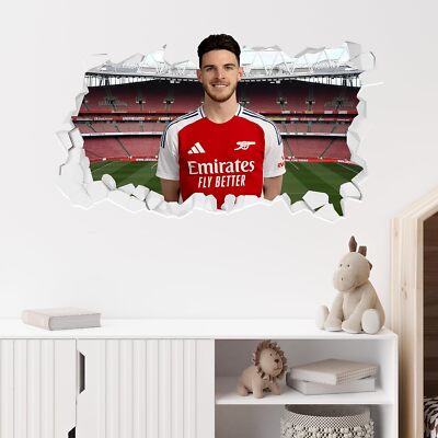 Arsenal Wandsticker - Declan Rice 24/25 Broken Wall + AFC Aufkleber Set