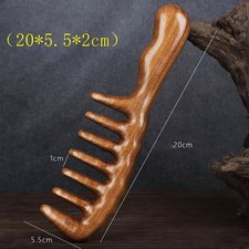Natural Sandalwood Combs Massager Long Wide Tooth Detangle Sandalwood Comb