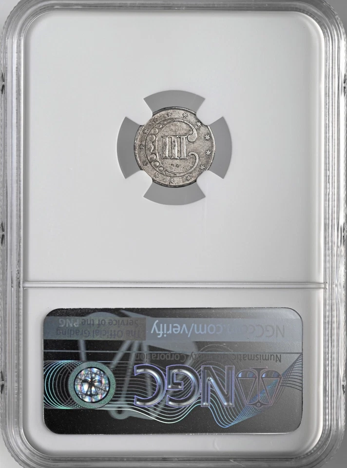 1851  3CS THREE CENT SILVER PIECE  NGC AU DETAILS "CLEANED"  #8404746-001 - Image 4 of 4