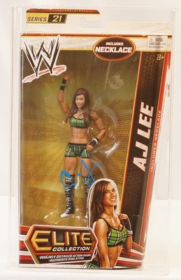 AJ Lee Autographed 2013 Mattel WWE Elite Ser 21 Rookie Figure CAS 75 JSA Signed