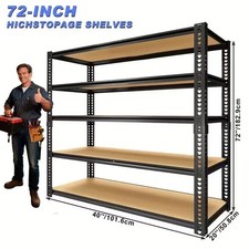 5-tier Heavy Duty Metal Shelving Unit Adjustable Garage Shelves Utility Rack