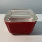 Vintage PYREX “Primary Red” #0501, 1.5 Cup Refrigerator Dish + Ribbed Glass Lid