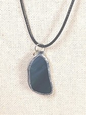 Vintage Glass Green Sea Glass Sterling Silver Dangle Pendant Handmade
