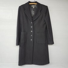Vintage Banana Republic Black Wool Cotton Coat Overcoat Womens Sz Medium