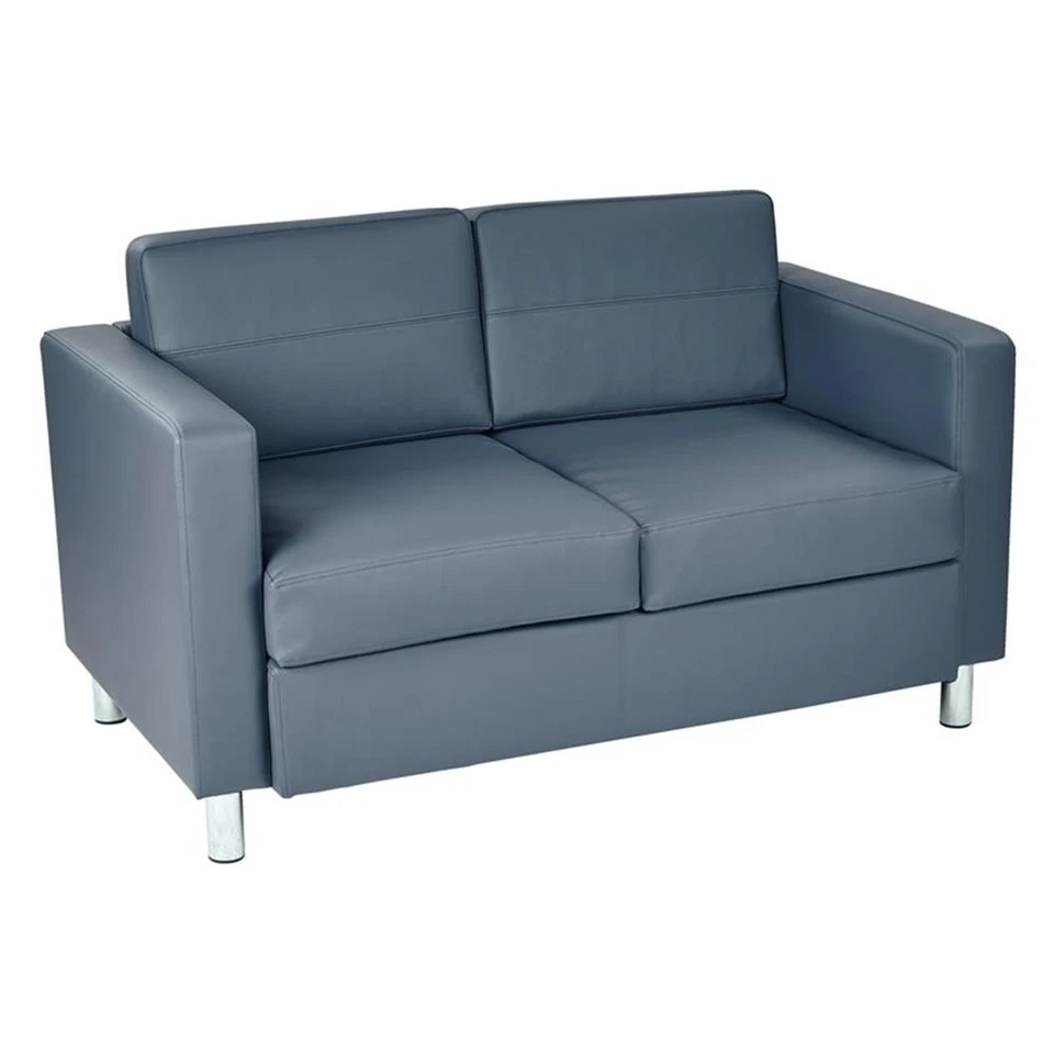OSP Home Furnishings Pacific Loveseat en cuero sintético azul Dillon Foto 2 de 4