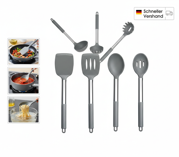 Homikit Pfannenwender KochlöFfel, 4 StüCk Silikon KüChenhelfer KüChenutensilien-image