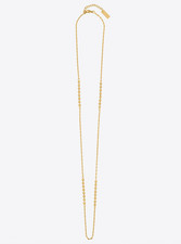 NWT Saint Laurent YSL Ball & Wheat Chain Station Gold Tone Brass Necklace $695