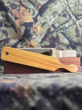 New Custom Made Turkey Box Call Made From Sasafrass With Yellow Heart Paddle