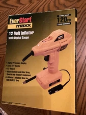 EVERSTART MAXX, 12-volt Tire Inflator digital Gauge NEW in Box 12-Ft Reach SAFE