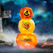 The Nightmare Before Christmas Light-Up Stacked Pumpkins Tabletop Decor, 18 1/2"