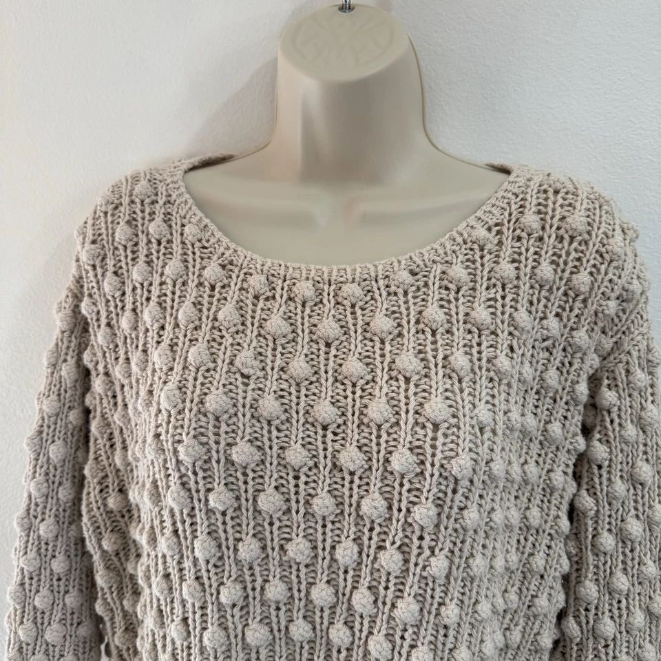 Suéter Chaus Vintage Años 90 L Pom Pom Grueso Tejido Pullover Capa Corta Casa de Campo Foto 2 de 4