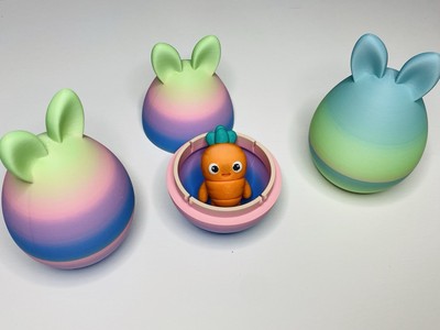 3D-gedrucktes mattes Regenbogen Ostergeschenk Ei und 1 unserer süßen Figuren