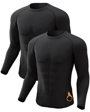 2 Pack Men's Thermal Shirt Long Sleeve Fleece Lined Tops Base Layer Long John...