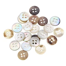 25 Pcs Natural Shell Button, 4 Hole 10mm Mother of Pearl Button, Multicolored