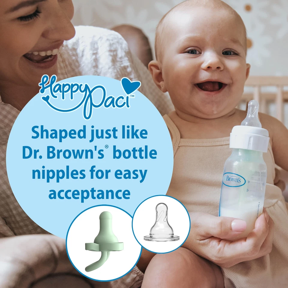 Chupeta bebê silicone Dr Brown's HappyPaci pacote com 3 cinza verde cru 0-6 meses - Imagem 4 de 4