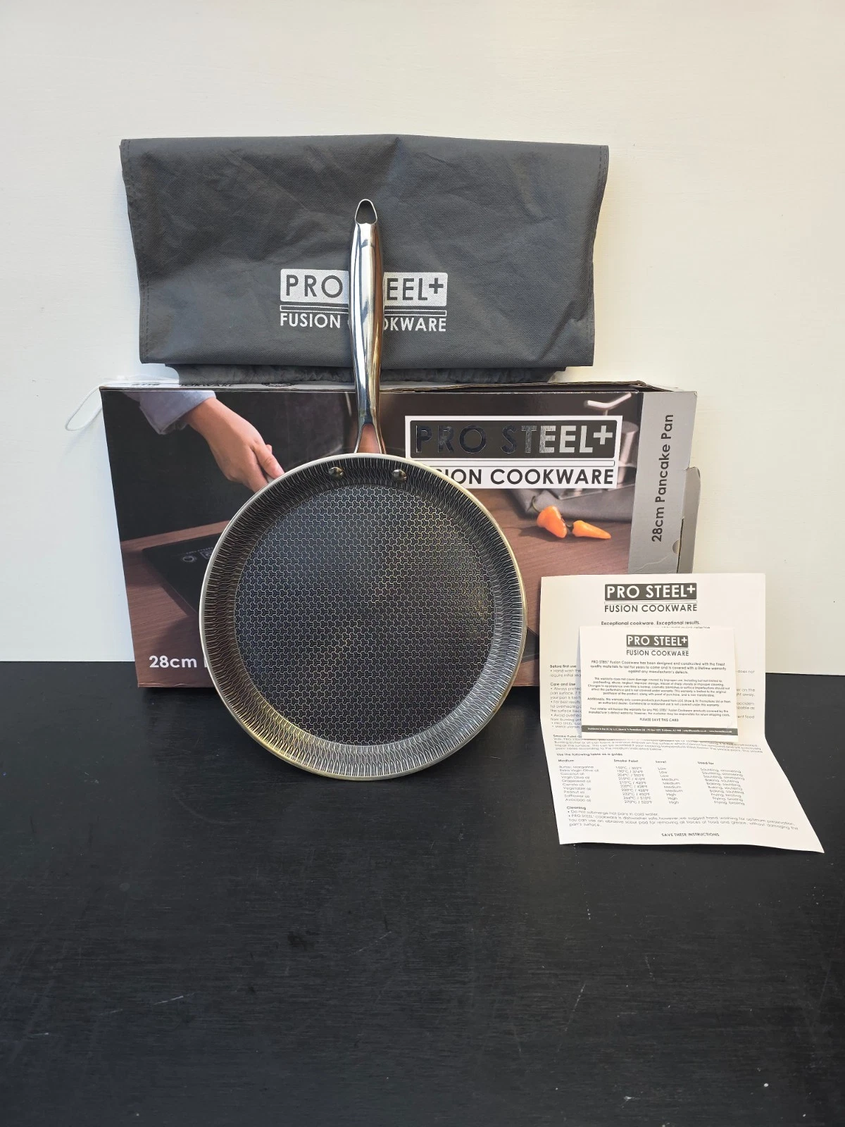 Pro Steel+ Fusion 28cm Pancake Pan Non-Stick/Induction Frying Pan Dishwasher Saf